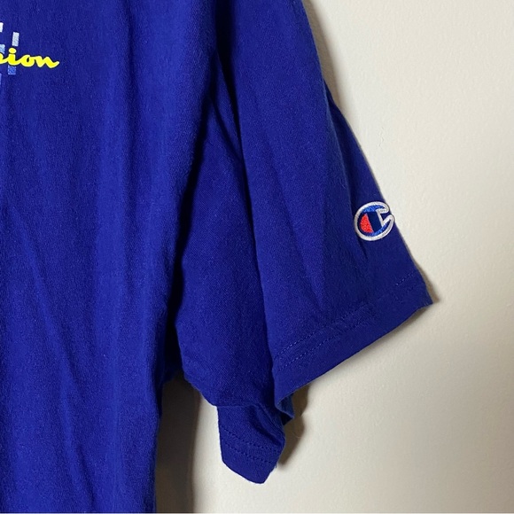 Men’s Blue Yellow Checkered‎ Logo Tee Shirt Medium - Picture 6 of 11